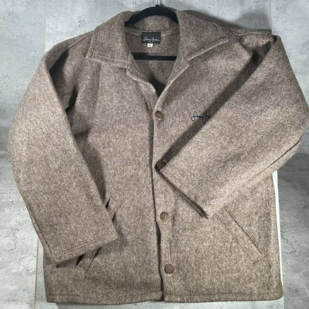 Sean Jean Womens Wool Jacket Long‎ Sleeved Brown Button Down Peacoat Size Large